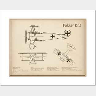 Fokker Dr.I Red Baron aka Manfred von Richthofen Dr.1 airplane - SD Posters and Art